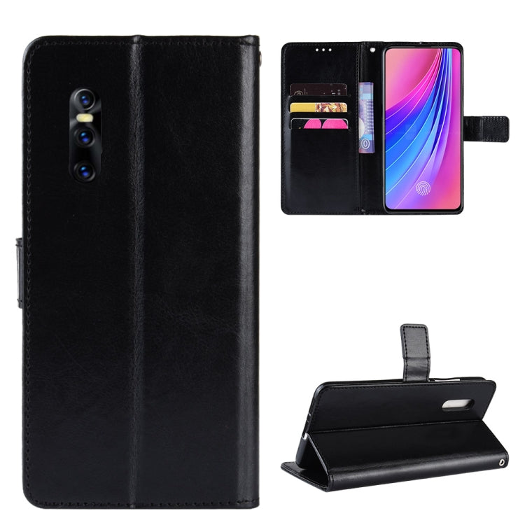 適用於vivo V15 Pro 復古瘋馬紋左右翻蓋皮套帶支架&卡槽&相框