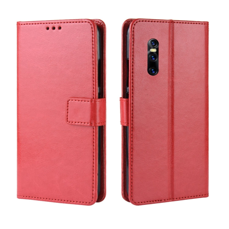 適用於vivo V15 Pro 復古瘋馬紋左右翻蓋皮套帶支架&卡槽&相框