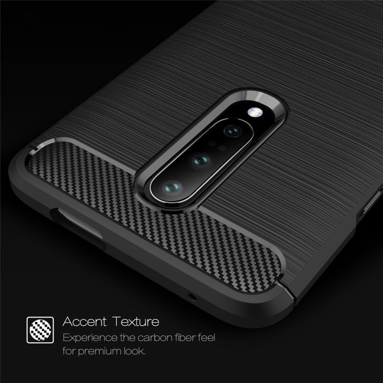 適用於OnePlus 7 拉絲紋碳纖維TPU手機保護殼
