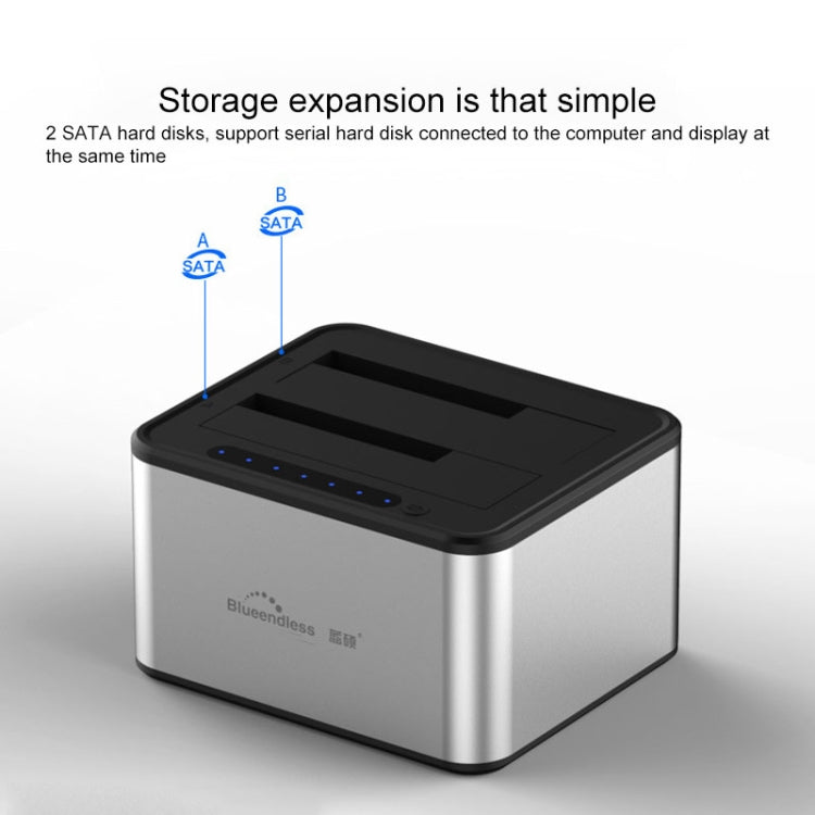 藍碩 2.5/3.5寸通用硬盤底座 USB3.0 SATA串口雙硬盤脫機拷貝硬盤盒