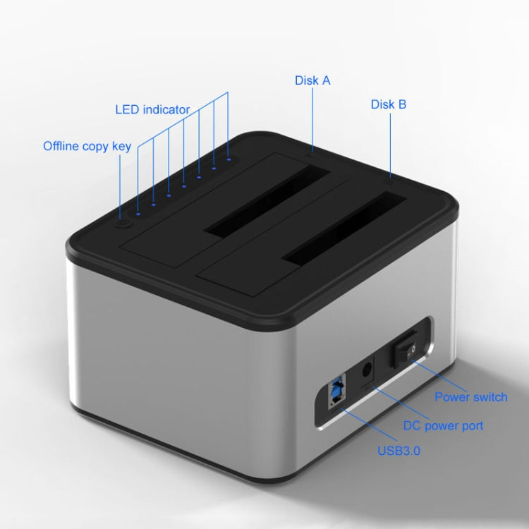 藍碩 2.5/3.5寸通用硬盤底座 USB3.0 SATA串口雙硬盤脫機拷貝硬盤盒