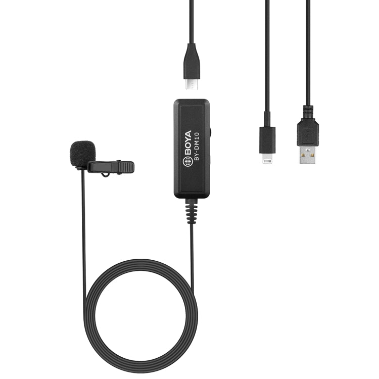 BOYA BY-DM10 USB / 8 Pin接口 全向型領夾麥克風 線長：6米