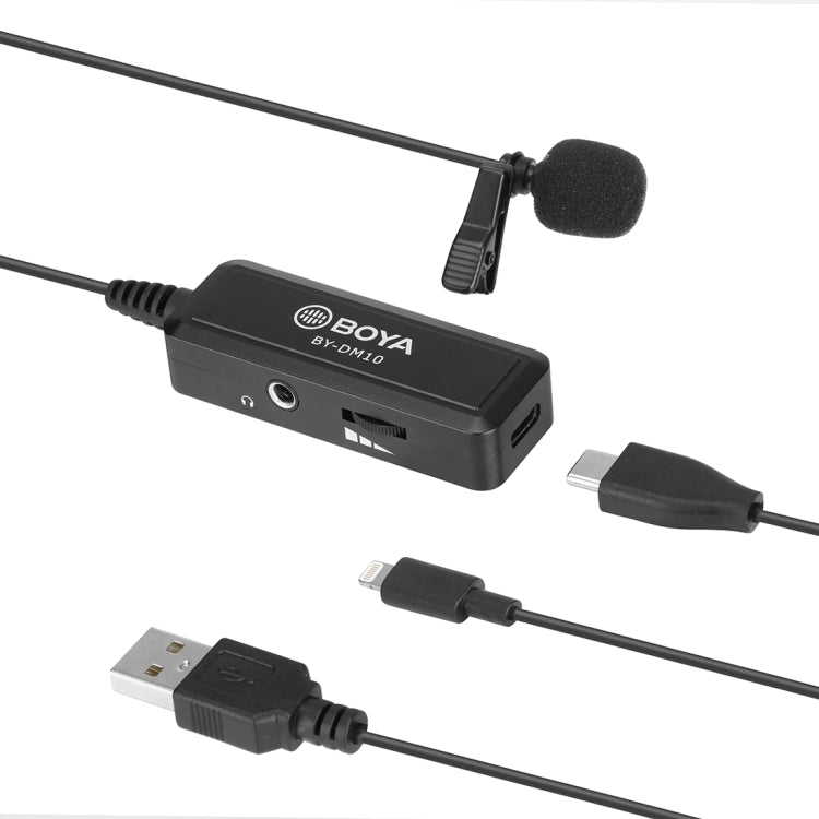 BOYA BY-DM10 USB / 8 Pin接口 全向型領夾麥克風 線長：6米