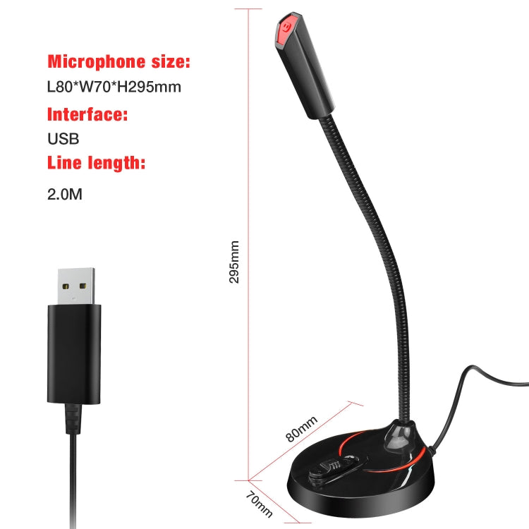 HXSJ F12 360度可彎曲免驅USB電腦麥克風 線長：2.2米