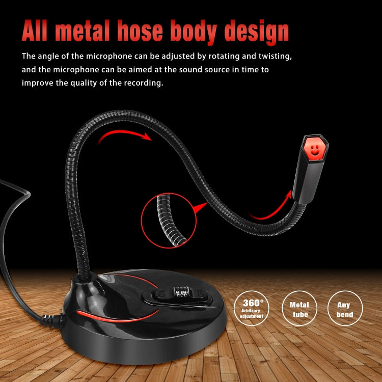 HXSJ F12 360度可彎曲免驅USB電腦麥克風 線長：2.2米
