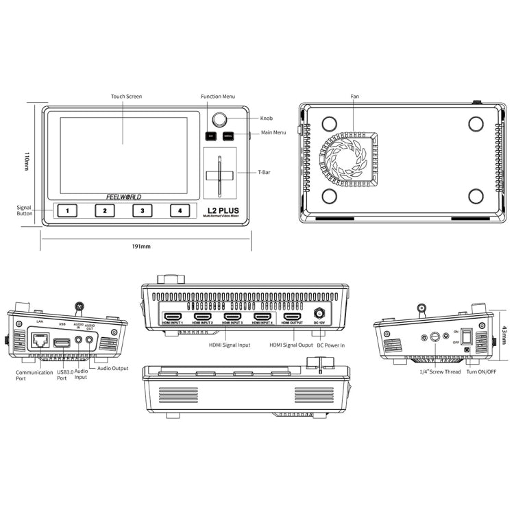 FEELWORLD L2 Plus多機位 切換台 帶5.5英寸屏