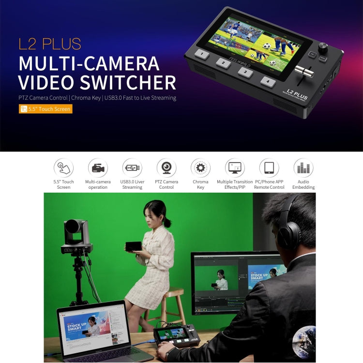 FEELWORLD L2 Plus多機位 切換台 帶5.5英寸屏