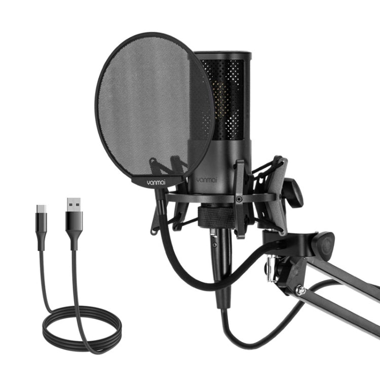 突音 X2 主動降噪心型指向電容式錄音麥克風套裝帶防噴網&懸臂支架&1.7m 3.5mm接口線