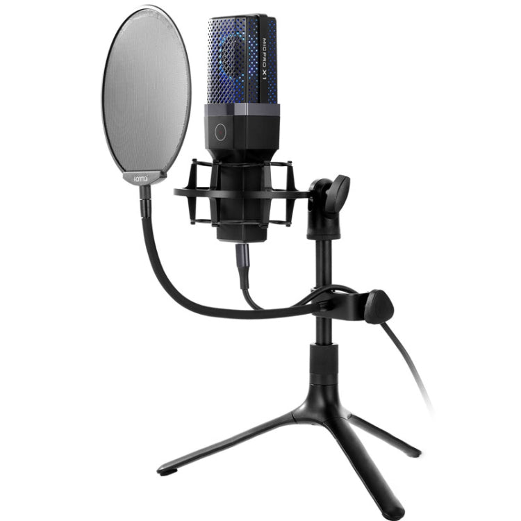 突音 X1 4合一 可摺疊升降專業桌面直播心型指向電容式錄音麥克風套裝帶防噴網&防震架&1.8m Type-C線