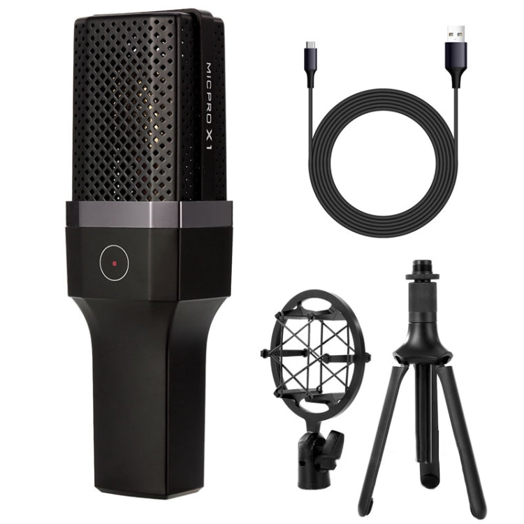突音 X1 4合一 可摺疊升降專業桌面直播心型指向電容式錄音麥克風套裝帶防噴網&防震架&1.8m Type-C線