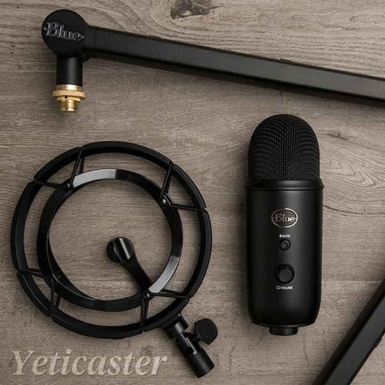 Logitech羅技 Blue Yeticaster USB麥克風+防震架+夾式懸臂支架直播套件