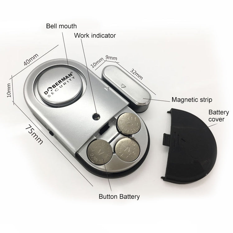 DOBERMAN SE-0701 橢圓形家用防盜賊門窗磁簧感應超大聲簡易報警器