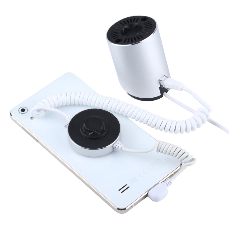 A21 鋁殼圓柱形手機磁吸防盜展示架/報警器,  安卓Micro-USB接口 適用於三星/華為/小米設備