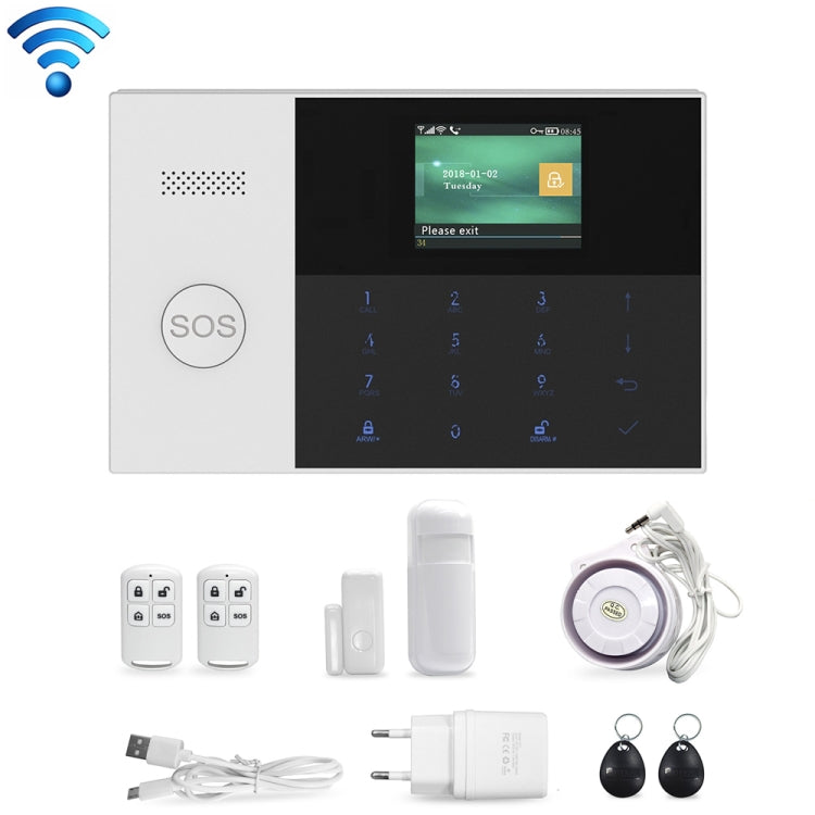 PG-105-GSM GSM/GPRS + WiFi Intelligent Alarm System with Touch Keypad & LCD Screen & RFID Function, EU Version