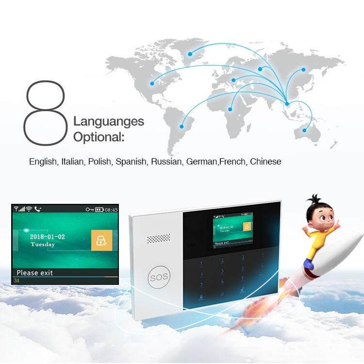 3G/GPRS+WiFi智能報警系統 帶觸摸鍵盤&LCD屏&RFID功能