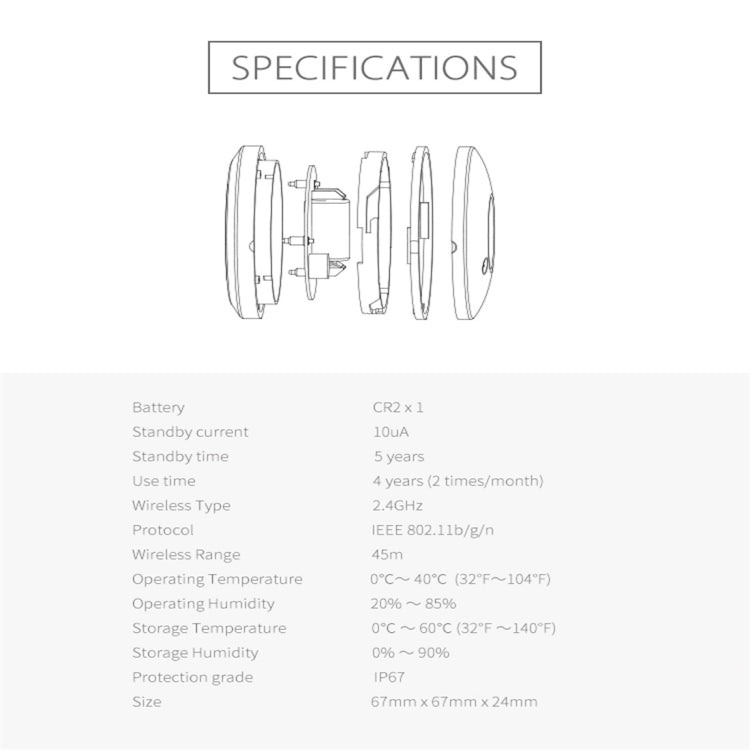 NEO NAS-WS02W 無線WIFI 水傳感器洪水探測器  支持安卓 / IOS系統
