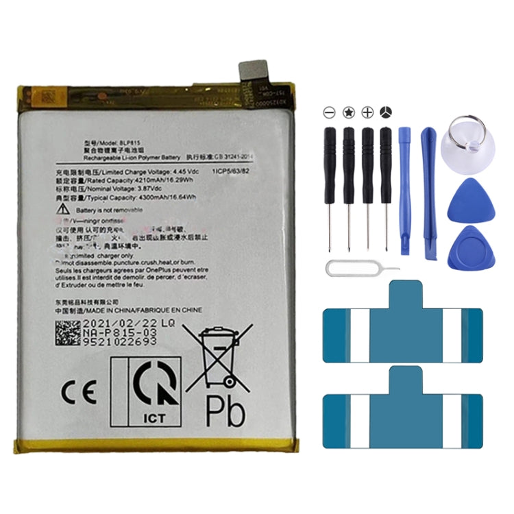 適用於 OnePlus Nord N10 鋰離子聚合物電池 BLP815 4300mAh