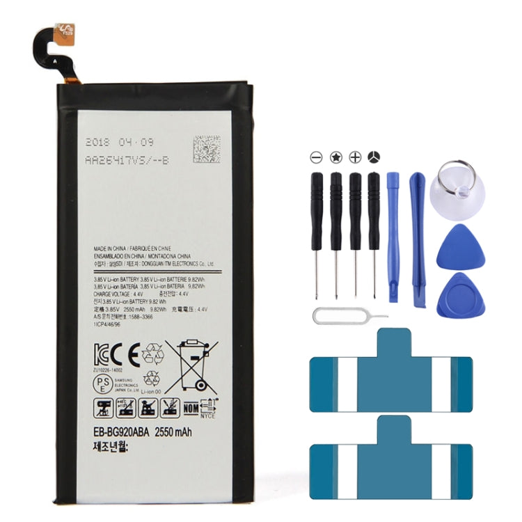 適用於三星 Galaxy S6 / G9200 / G9208 / G9209 / G920F / G920I / G920 / G920A / G920V / G920T / G920P 2550mAh 鋰離子聚合物電池 EB-BG920ABE