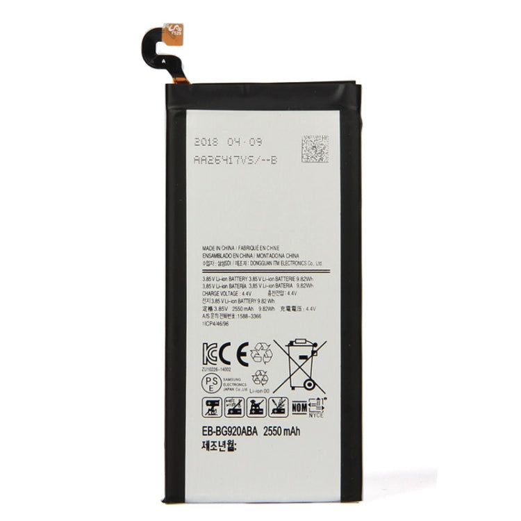 適用於三星 Galaxy S6 / G9200 / G9208 / G9209 / G920F / G920I / G920 / G920A / G920V / G920T / G920P 2550mAh 鋰離子聚合物電池 EB-BG920ABE