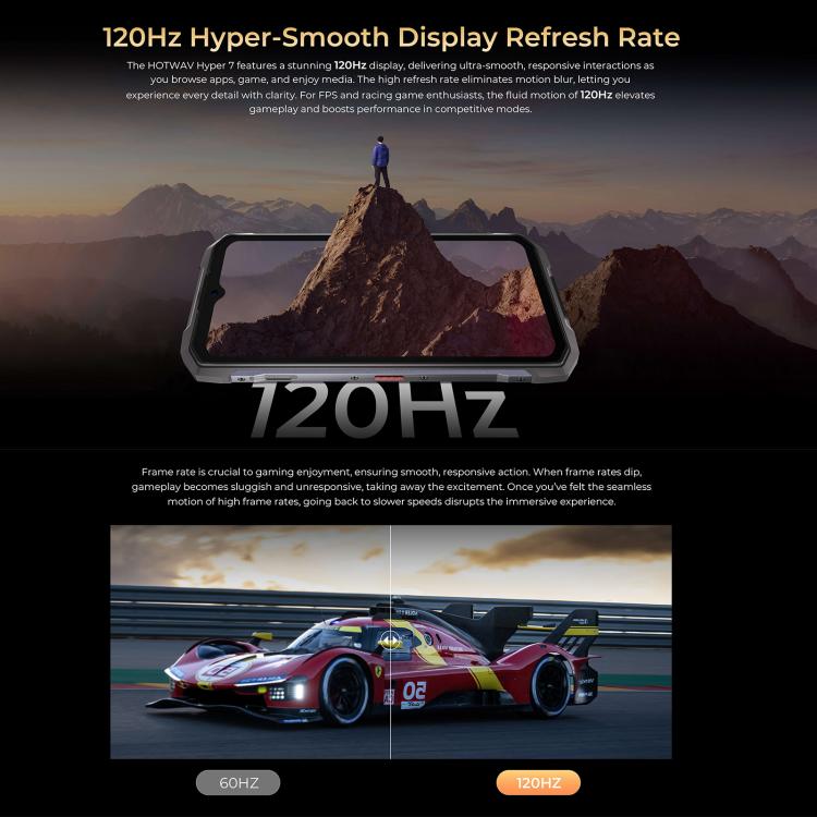 HOTWAV Hyper 7三防機，8GB+256GB，6.6英寸安卓14 天璣7050 5G八核, 網絡：5G, OTG, NFC