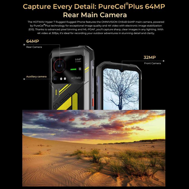 HOTWAV Hyper 7三防機，8GB+256GB，6.6英寸安卓14 天璣7050 5G八核, 網絡：5G, OTG, NFC