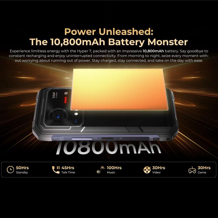 HOTWAV Hyper 7三防機，8GB+256GB，6.6英寸安卓14 天璣7050 5G八核, 網絡：5G, OTG, NFC