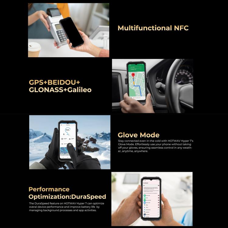 HOTWAV Hyper 7三防機，8GB+256GB，6.6英寸安卓14 天璣7050 5G八核, 網絡：5G, OTG, NFC