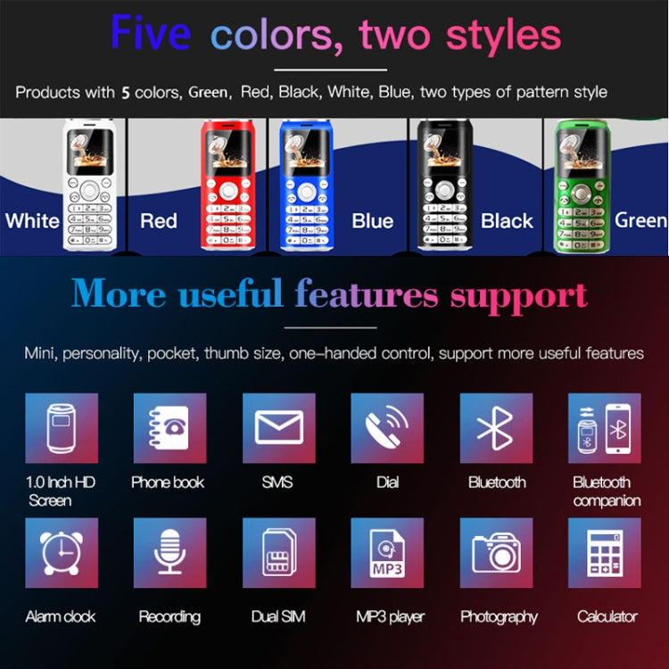 Satrend K8袖珍迷你藍牙小手機, 藍牙撥號器, 藍牙耳機  雙卡雙待