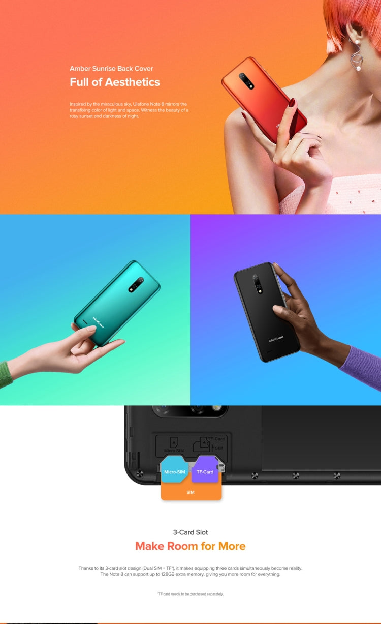 歐樂風 Note 8 2GB+16GB，雙后攝/臉部識別，5.5英寸 安卓10.0 GO ，MKT6580四核，3G網絡 雙卡