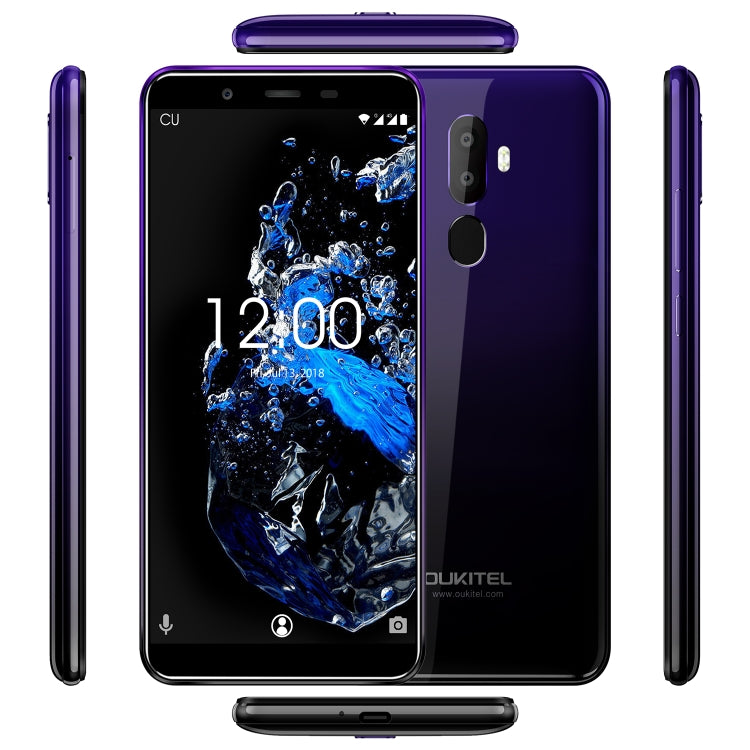 OUKITEL U25 Pro 4GB+64GB 雙后攝像頭,指紋識別, 5.5寸屏安卓8.1, MTK6750T八核1.5GHz主頻, 雙卡4G網絡, OTG, OTA