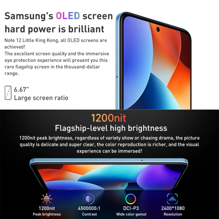 小米紅米Note 12 5G  8GB+256GB, 雙后攝,  側鍵指紋識別, 6.67英寸第一代驍龍4八核, MIUI 13, 5G網絡, 雙卡, 紅外, 不支持谷歌商店