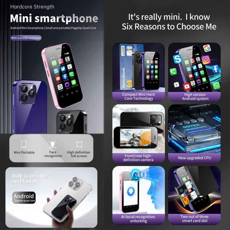 SOYES 14 Pro 3GB+32GB  3.0英寸安卓9.0 MTK6739CW四核 雙卡 4G網絡 OTG, 人臉解鎖 谷歌商店