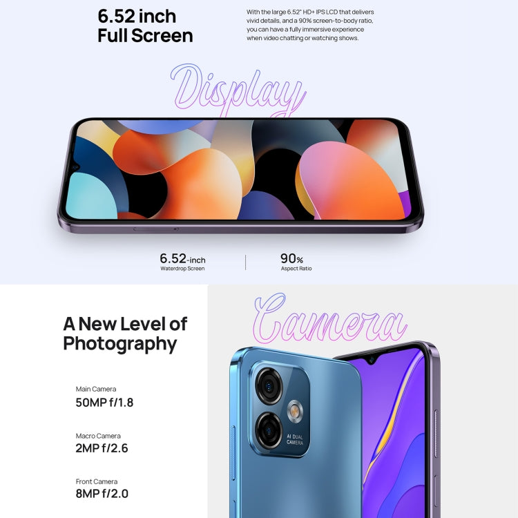 歐樂風Note 16 Pro 8GB+128GB  臉部識別/側鍵指紋, 6.52寸屏安卓13 Unisoc T606八核, 4G網絡, 雙卡, OTG