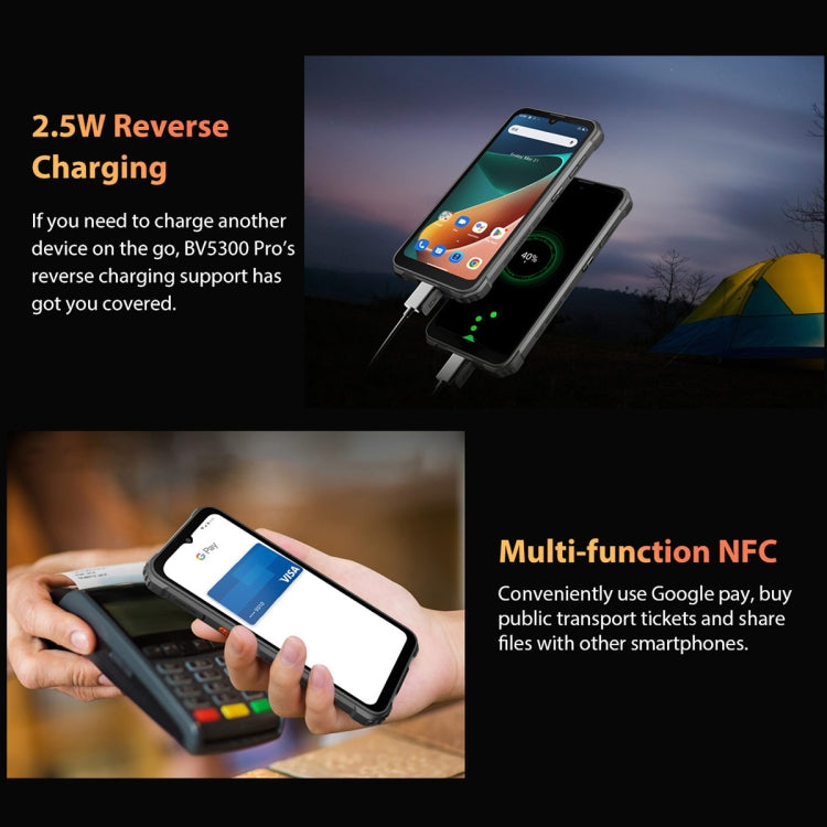 Blackview BV5300 Pro  4GB+64GB IP68三防手機 6580毫安 6.1英寸安卓12, MTK6765 Helio P35八核, 4G網絡, OTG, NFC, 雙卡