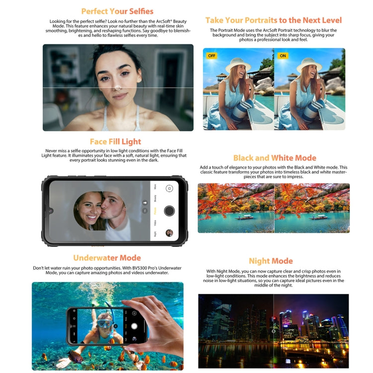 Blackview BV5300 Pro  4GB+64GB IP68三防手機 6580毫安 6.1英寸安卓12, MTK6765 Helio P35八核, 4G網絡, OTG, NFC, 雙卡