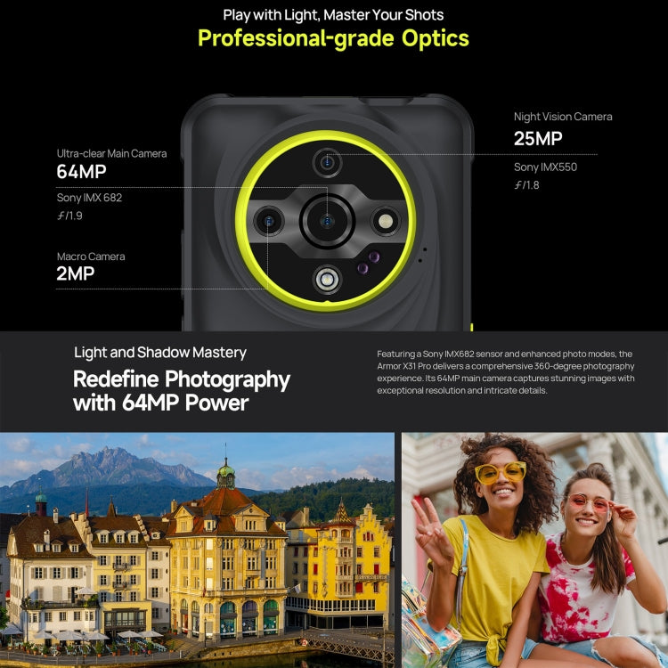 Ulefone Armor X31 Pro 5G，8GB+256GB，夜視，IP68/IP69K三防機  6.56英寸安卓14 天璣6300八核, 網絡：5G, NFC, OTG