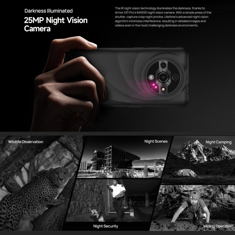 Ulefone Armor X31 Pro 5G，8GB+256GB，夜視，IP68/IP69K三防機  6.56英寸安卓14 天璣6300八核, 網絡：5G, NFC, OTG