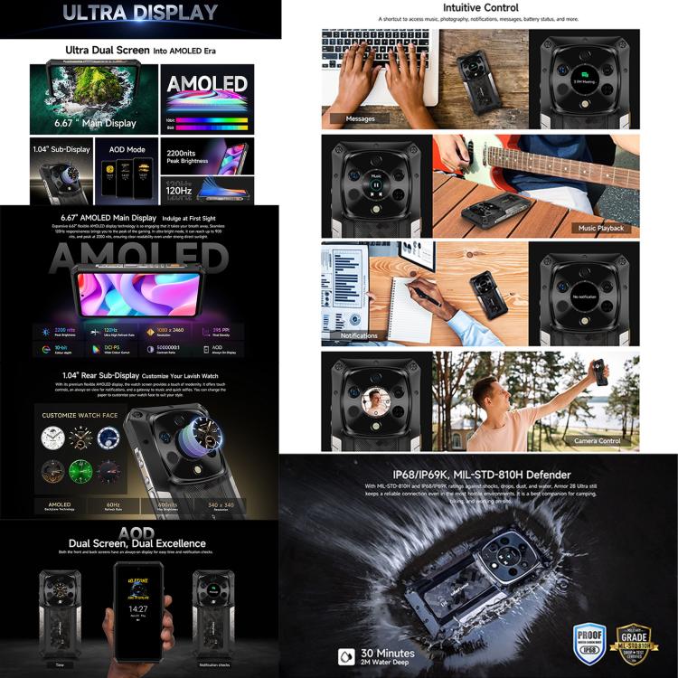 Ulefone Armor 28 Ultra 熱成像三防機  16GB+1TB,  夜視，6.67英寸安卓14 天璣9300+八核, 網絡：5G, NFC