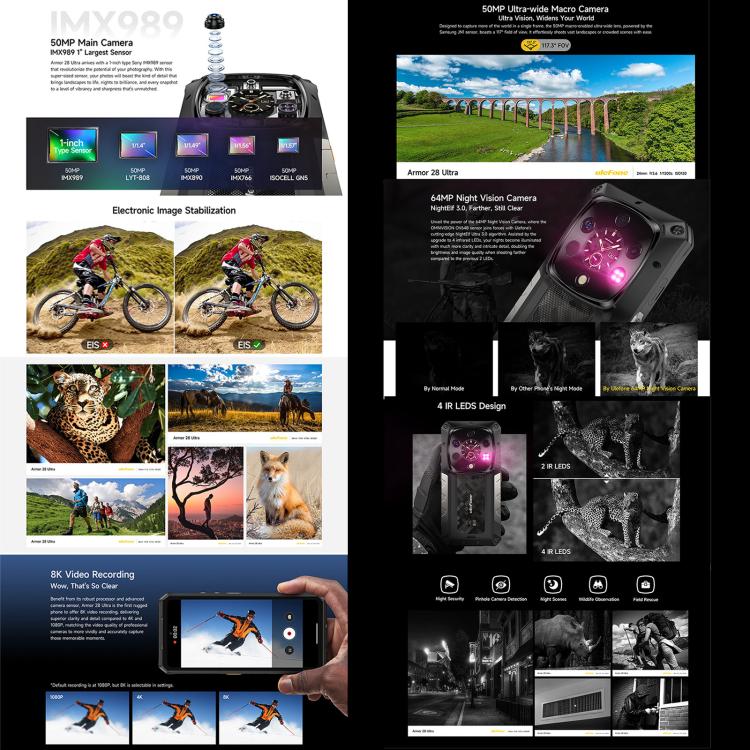 Ulefone Armor 28 Ultra 熱成像三防機  16GB+1TB,  夜視，6.67英寸安卓14 天璣9300+八核, 網絡：5G, NFC