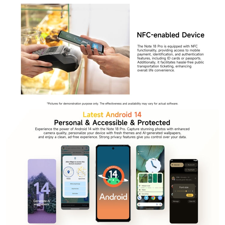 歐樂風Ulefone Note 18 Pro, 6GB+256GB, 面部/側鍵指紋 6.78寸屏安卓14 MediaTek Helio G91 MTK6769八核, 4G網絡, 雙卡, OTG, NFC