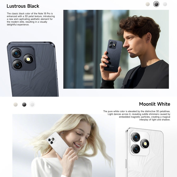 歐樂風Ulefone Note 18 Pro, 6GB+256GB, 面部/側鍵指紋 6.78寸屏安卓14 MediaTek Helio G91 MTK6769八核, 4G網絡, 雙卡, OTG, NFC