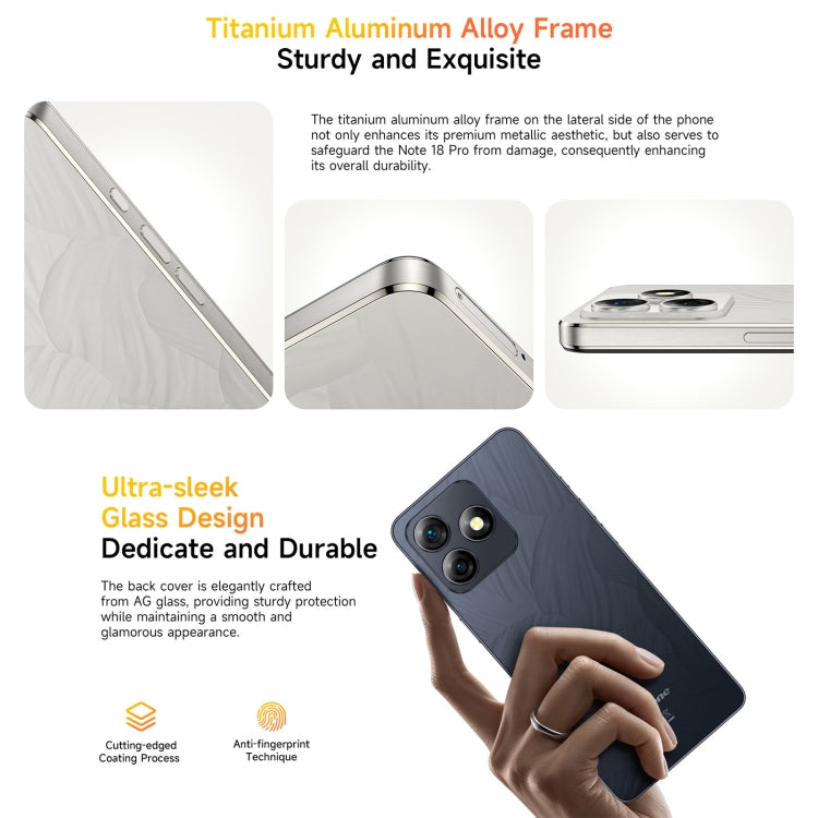 歐樂風Ulefone Note 18 Pro, 6GB+256GB, 面部/側鍵指紋 6.78寸屏安卓14 MediaTek Helio G91 MTK6769八核, 4G網絡, 雙卡, OTG, NFC