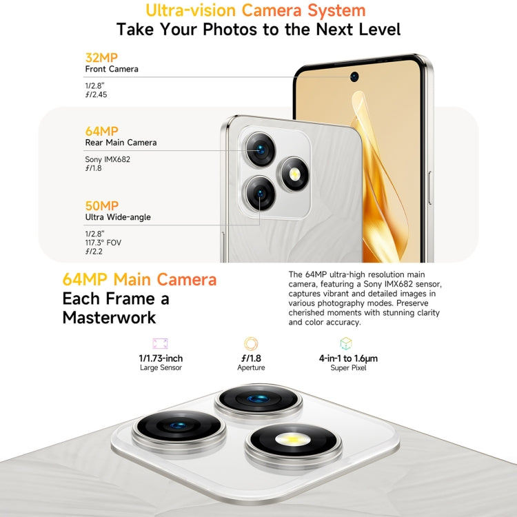 歐樂風Ulefone Note 18 Pro, 6GB+256GB, 面部/側鍵指紋 6.78寸屏安卓14 MediaTek Helio G91 MTK6769八核, 4G網絡, 雙卡, OTG, NFC