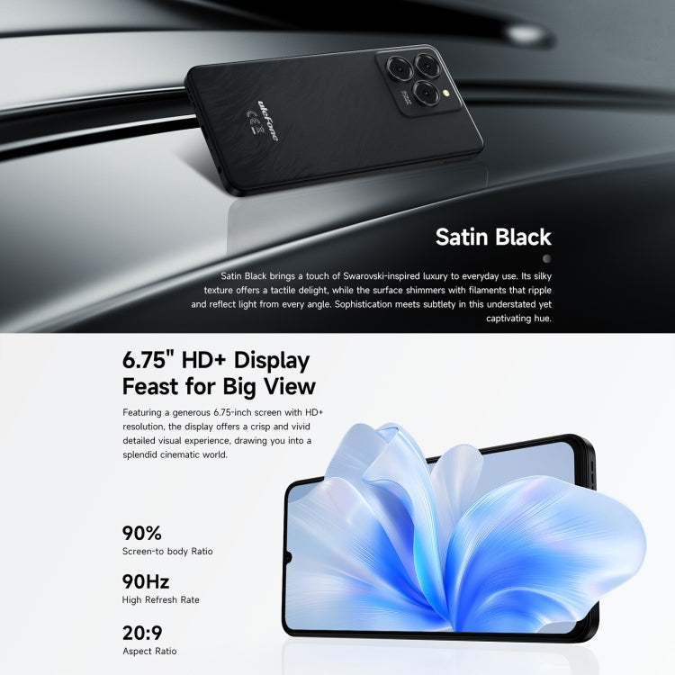 歐樂風Ulefone Note 20 Pro, 4GB+128GB, 面部/側鍵指紋 6.75寸屏安卓14 Unisoc T606八核, 4G網絡, 雙卡, OTG