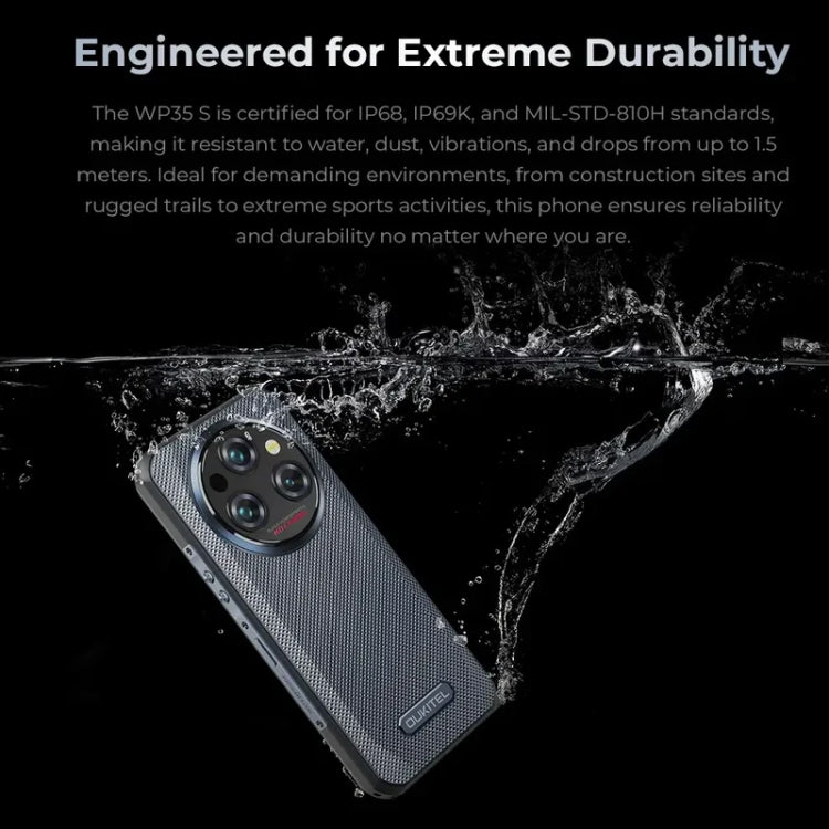 Oukitel WP35 S 4G，6GB+256GB，IP68/IP69K三防機, 6.56英寸安卓14，MediaTek Helio G85八核，NFC, OTG, 網絡：4G