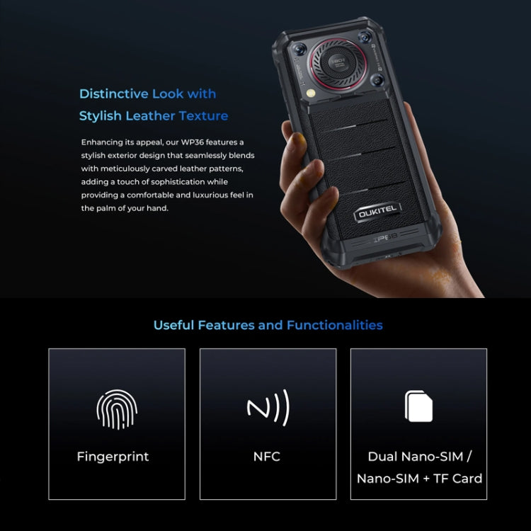 Oukitel WP36 Pro，6GB+256GB，IP68/IP69K三防機, 6.52英寸聯發科MT8788八核，NFC, OTG, 網絡：4G