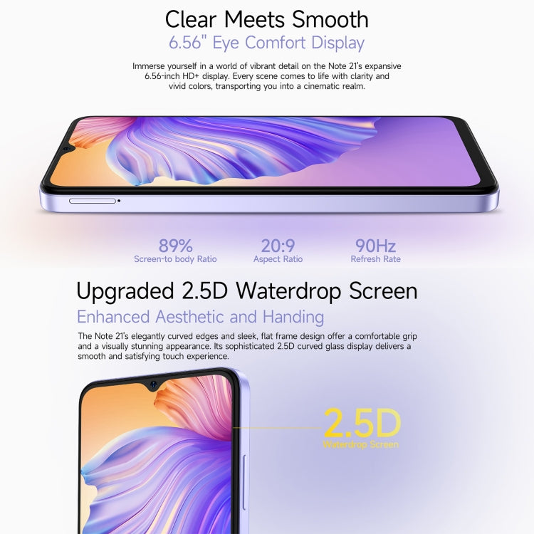 歐樂風Ulefone Note 21, 4GB+128GB, 面部/指紋識別 6.56寸屏安卓14 Unisoc T606八核, 4G網絡, 雙卡, OTG