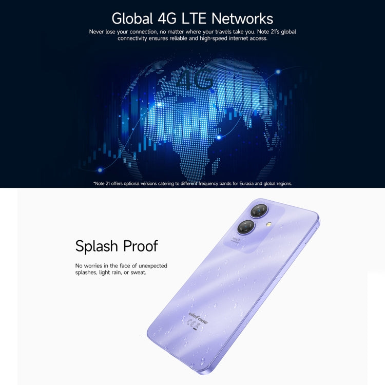 歐樂風Ulefone Note 21, 4GB+128GB, 面部/指紋識別 6.56寸屏安卓14 Unisoc T606八核, 4G網絡, 雙卡, OTG