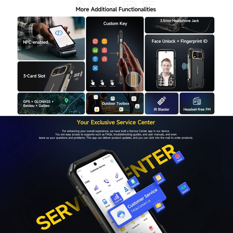 Ulefone Armor 27三防機, 12GB+256GB, 夜視，6.78英寸安卓14 MediaTek Helio G99八核, 網絡：4G, NFC, OTG