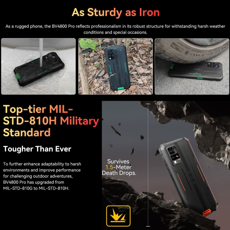 Blackview BV4800 Pro，4GB+128GB，IP68/IP69K三防機 6.56英寸安卓14 紫光展銳T606八核,  OTG, 4G網絡